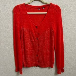 Knitted and Knotted red cardigan sweater
